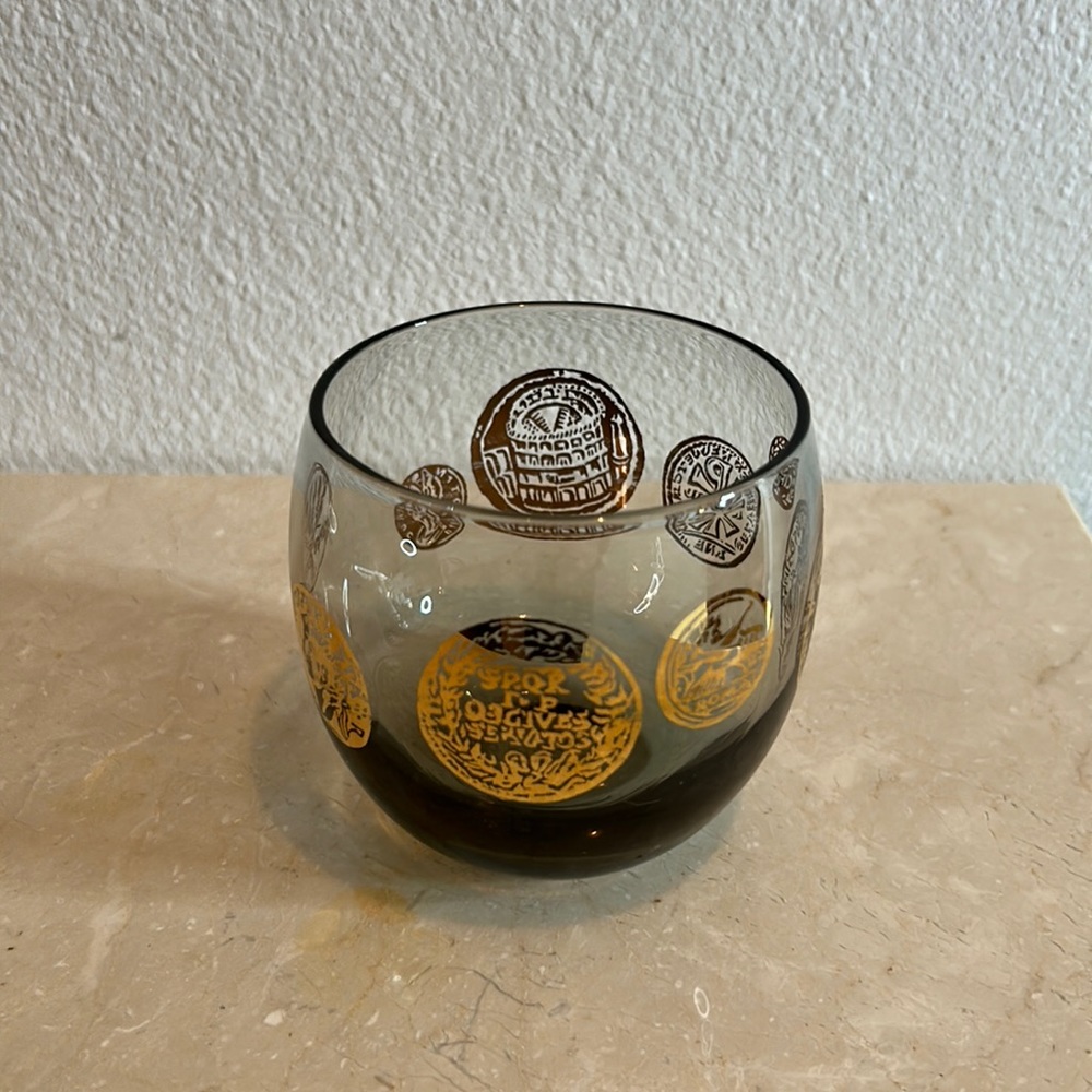 Vintage Federal Glass Smoky Roman coins Lowball.